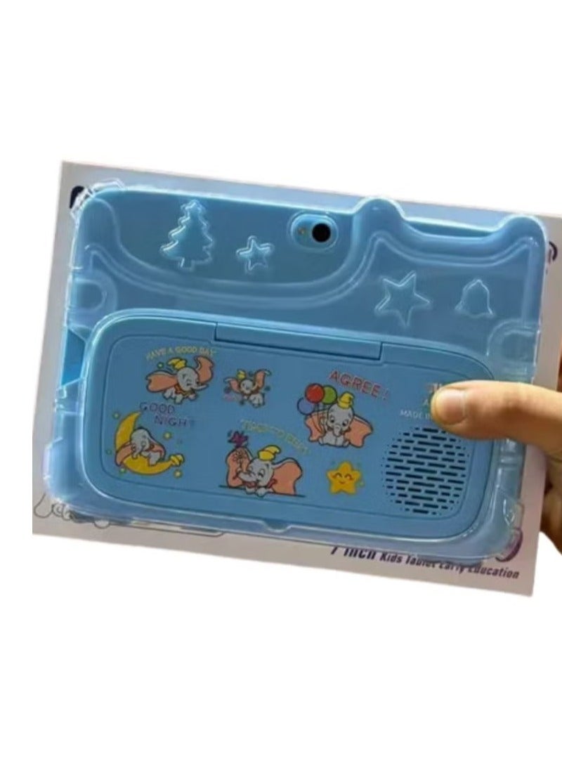 A children's tablet with a 7-inch screen, 256GB of storage, 8GB of RAM, and the latest Android 13 operating system. It supports 5G networks and features dual front and rear cameras (5MP and 13MP), a large 5000mAh battery, and access to the Play Store. Suitable for modern educational activities and modern games and entertainment. Available in blue. - Image 1